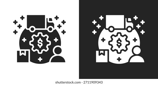 Icono De Cadena De Valor En Estilo De Glifo Blanco Y Negro