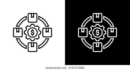 Value Chain icon black and white outline.