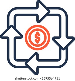 Value Chain Icon Color Line Vector Illustration