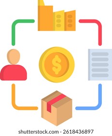 Value Chain Icon Flat Vector Illustration