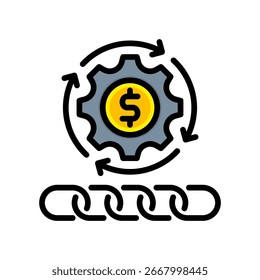 Value Chain Icon Lineal Color Vector Illustration