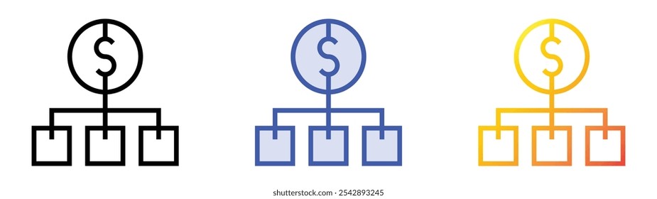 value chain icon. Linear, Blue Fill and Gradient Style Design Isolated On White Background