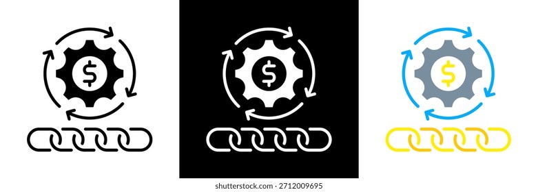 Value Chain Icon Set Glyph vector Illustration