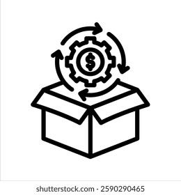 Value Chain Line Vector Illustration On White Background.