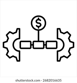 Vector de ilustración de icono de esquema de cadena de valor