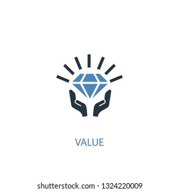 value concept 2 colored icon. Simple blue element illustration. value concept symbol design. Can be used for web and mobile UI/UX