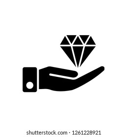 Value concept. diamond gem in hand simple element illustration.