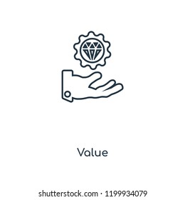 Value concept line icon. Linear Value concept outline symbol design. This simple element illustration can be used for web and mobile UI/UX.