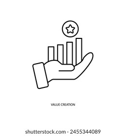 icono de línea de concepto de creación de valor. Ilustración de elemento simple. Diseño de símbolo de esquema de concepto de creación de valor.