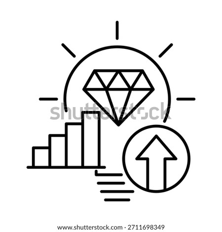 Value Creation Icon. Diamond with AI Chip. Creating Value Through Innovation, Strategy, and Technology to Drive Business Growth. Vector Icon.