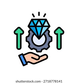 Icono de creación de valor Ilustración vectorial de color lineal