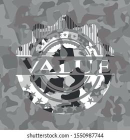Value grey camouflaged emblem. Vector Illustration.