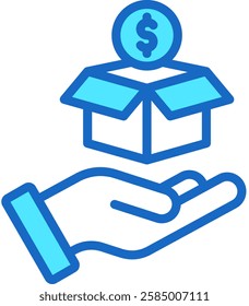 Value Icon Blue Color Vector Illustration