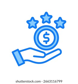 Icono de valor Ilustración vectorial azul