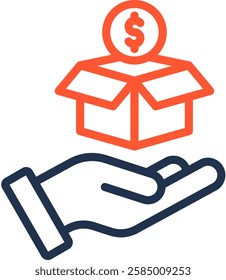 Value Icon Color Line Vector Illustration