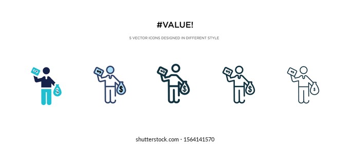 #value! icon in different style vector illustration. two colored and black #value! vector icons designed in filled, outline, line and stroke style can be used for web, mobile, ui