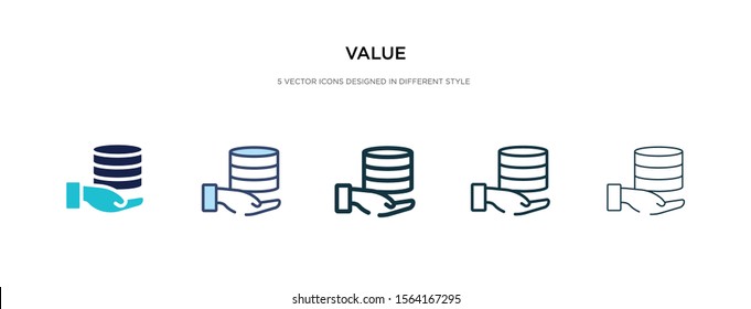 value icon in different style vector illustration. two colored and black value vector icons designed in filled, outline, line and stroke style can be used for web, mobile, ui