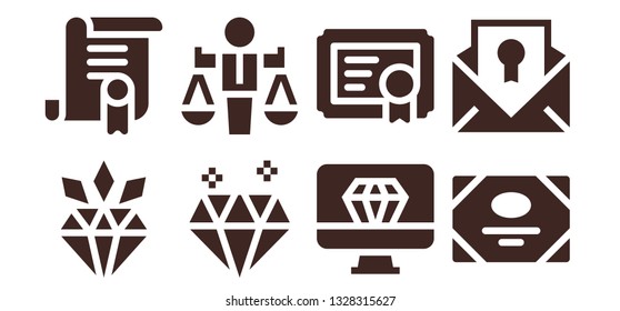 value icon set. 8 filled value icons.  Simple modern icons about  - Diamond, Certificate, Value