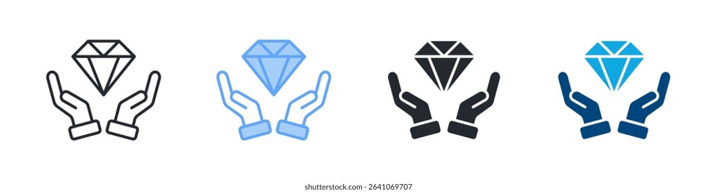 Value Icon Set Multiple Style. Design In Outline, Blue, Glyph, Dualtone