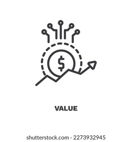 value icon. Thin line value icon from artificial intellegence collection. Outline vector isolated on white background. Editable value symbol can be used web and mobile
