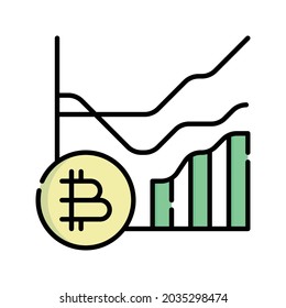 Value Icon Vector Illustration. Flat Outline Cartoon. Cryptocurrency Market Icon Concept Isolated Premium Vector