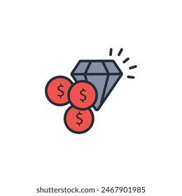 Value icon. vector.Editable stroke.linear style sign for use web design,logo.Symbol illustration.
