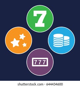 Value icons set. set of 4 value filled icons such as coin, 7 number