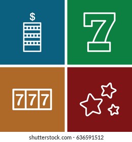 Value icons set. set of 4 value outline icons such as number 7 and money