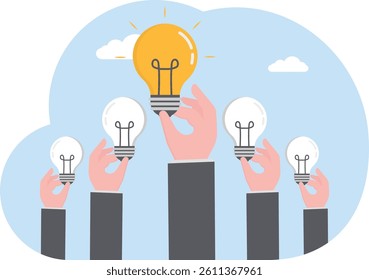 Value of inspiration, hand holding question mark with light bulb

