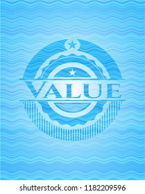 Value light blue water style badge.