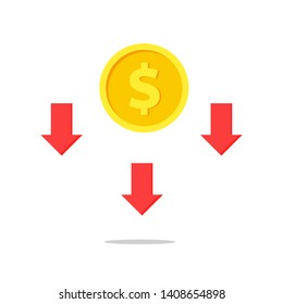 The value of money rising and decreasing, for mobile concepts and web designs Business, simple icon stable, symbols,rise and fall of the dollar rate,dollar exchange rate,flat sign,illustration vector
