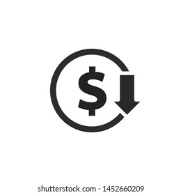 The value of money rising and decreasing, for mobile concepts and web designs Business, simple icon stable, symbols,rise and fall of the dollar rate,dollar exchange rate,flat sign,illustration vector