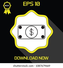 Value. One cash. World first Value. Finance .Outline. Vector Flat Icon or Button