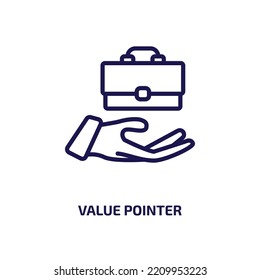 value pointer icon from business collection. Thin linear value pointer, value, pointer outline icon isolated on white background. Line vector value pointer sign, symbol for web and mobile