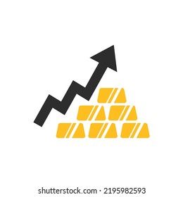 Value Of The Precious Metal Icon. Gold Bullion And Upward Arrow