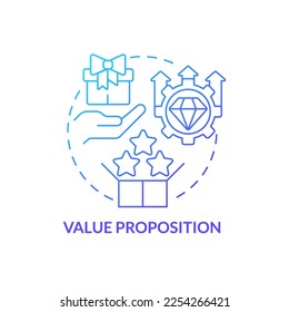 Value proposition blue gradient concept icon  Product management tool  Business model canvas abstract idea thin line illustration  Isolated outline drawing  Myriad Pro  Bold font used
