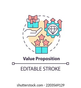 Value proposition concept icon. Product management tool. Business model canvas abstract idea thin line illustration. Isolated outline drawing. Editable stroke. Arial, Myriad Pro-Bold fonts used