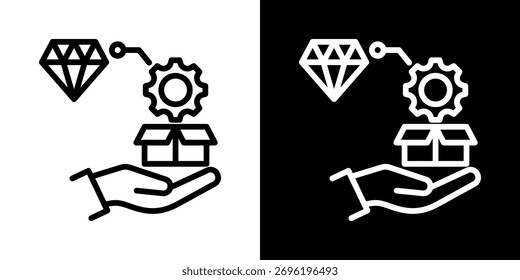 Icono de propuesta de valor de línea estilo blanco y negro