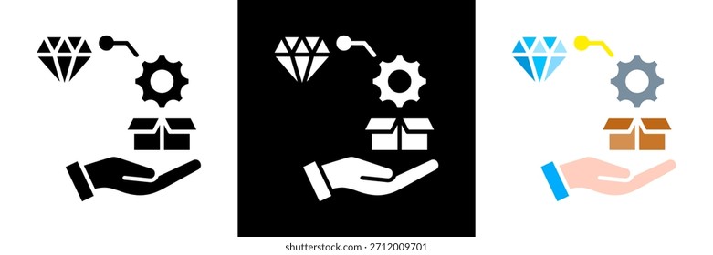 Ilustración vectorial de glifo de conjunto de iconos de propuesta de valor