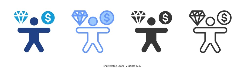 Value Proposition icon set multiple style collection