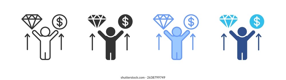 Value Proposition Multi Style Icon Set Vector