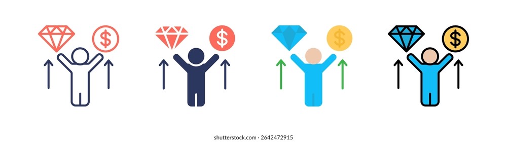 Value Proposition Multi Style Icon Set Vector