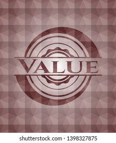 Value red seamless badge with geometric pattern.