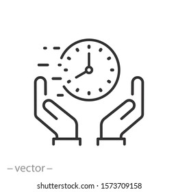 value save time icon, execute in fast deadline, quick designated, rapid thin line web symbol - editable stroke vector illustration eps10