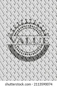 Emblema plateado brillante de valor. Patrón de escalas. Ilustración vectorial. Detallado. 