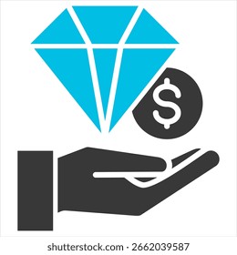 Wert Einzelsymbol Glyphe Blaugrau Illustration