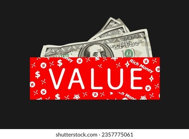 value slogan on cash background graphic vector illustration
