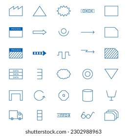 Value stream mapping symbols icon set. Clipart image isolated on white background