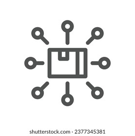 Symbol-Umriss und Linearvektorgrafik für Wert und Lieferkette.