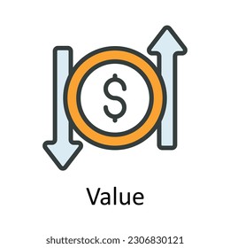 Value vector  Fill outline Icon Design illustration. Taxes Symbol on White background EPS 10 File